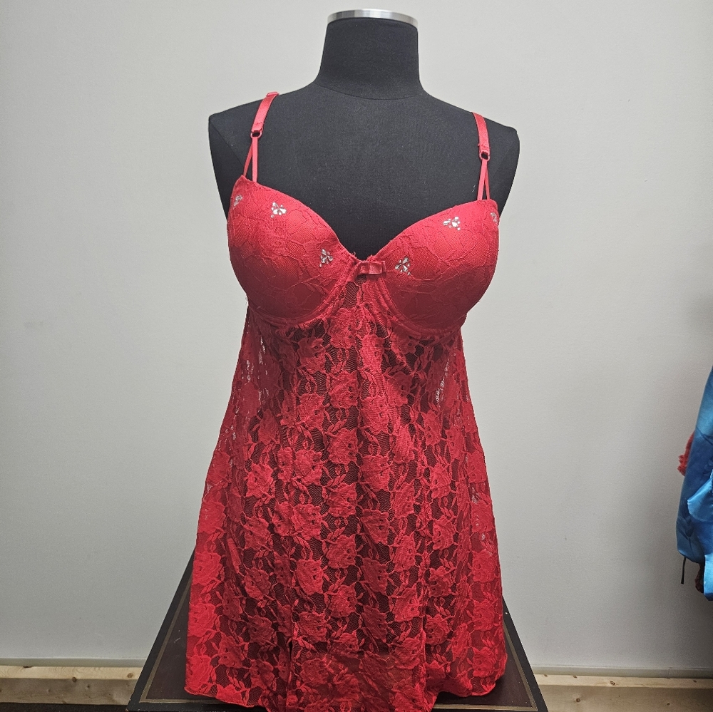 red lace babydoll or chemise from the "Smart and Sexy" brand.